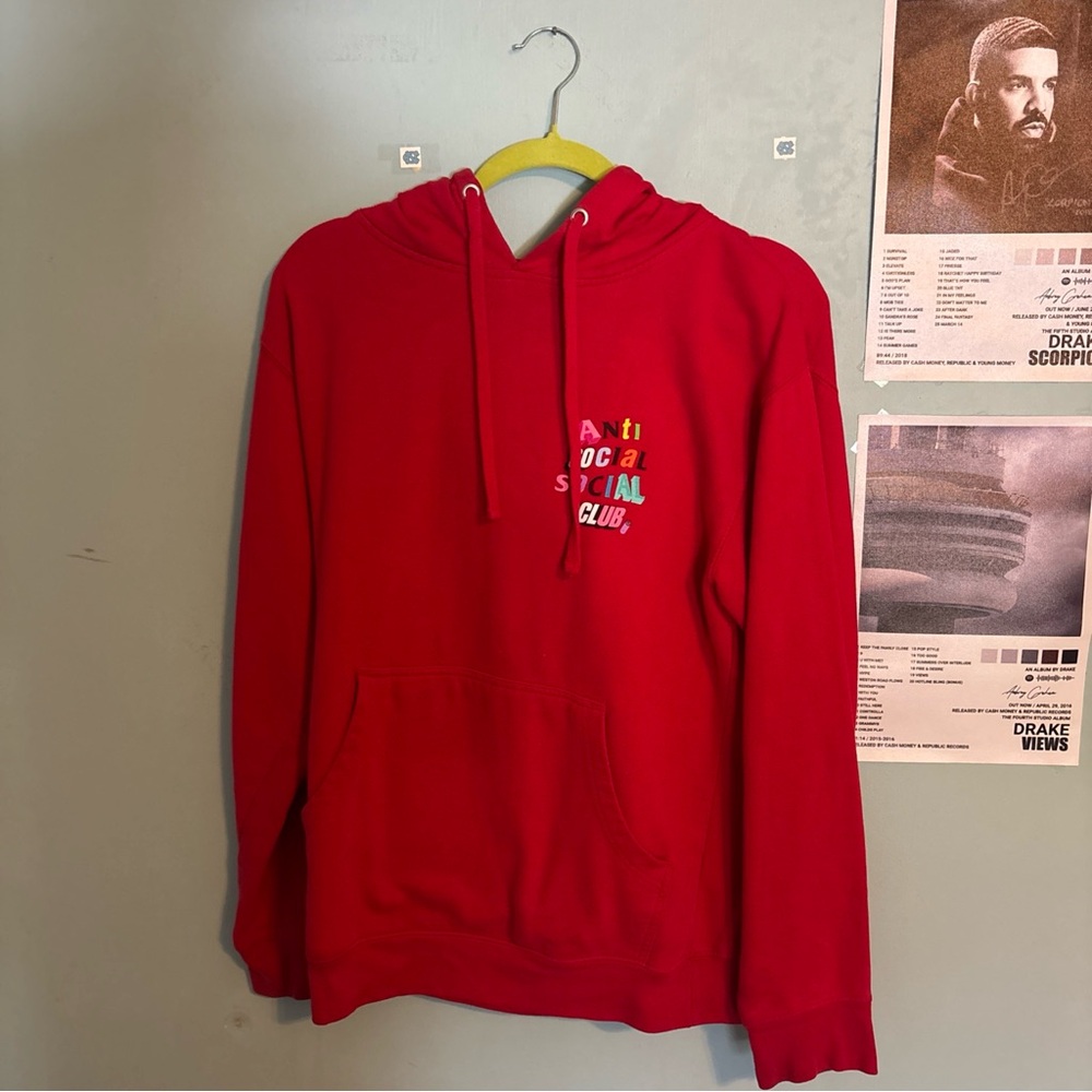 Anti Social Social Club Red Sweatshirt Vibrant Pullover Casual